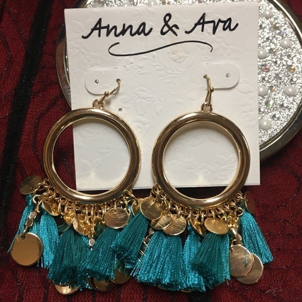Anna & Ava Round Bangle & Tassel Drop Earrings NWT